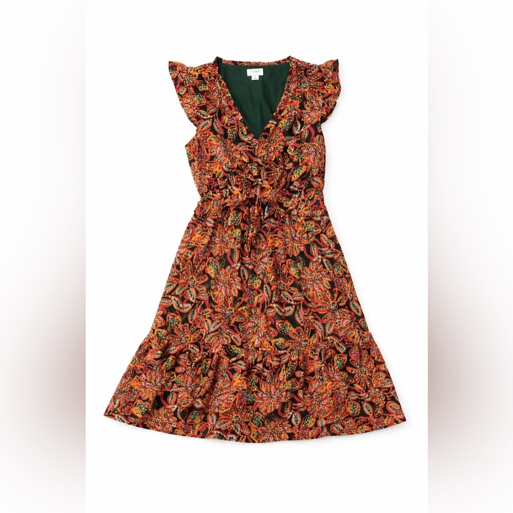 J.Crew Floral Ruffle Sleeve Dress Multicolor Mini Womens Size 0